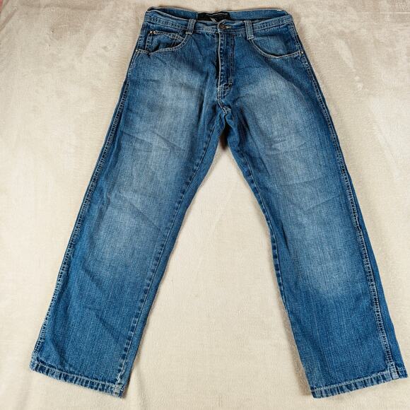 Vintage SouthPole Jeans Men 32x29 Brown Tab Straight‎ Leg Y2K Skater Faded Baggy - Picture 1 of 13